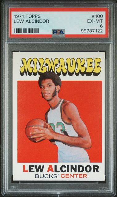 Graded 1971 Topps Lew Alcindor Kareem Abdul-Jabbar #100 Basketball Card PSA 6 EX-MT
