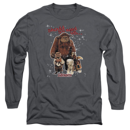 Labyrinth Should You Need Us Mens Long Sleeve Shirt Charcoal Officially Licensed Officially Licensed