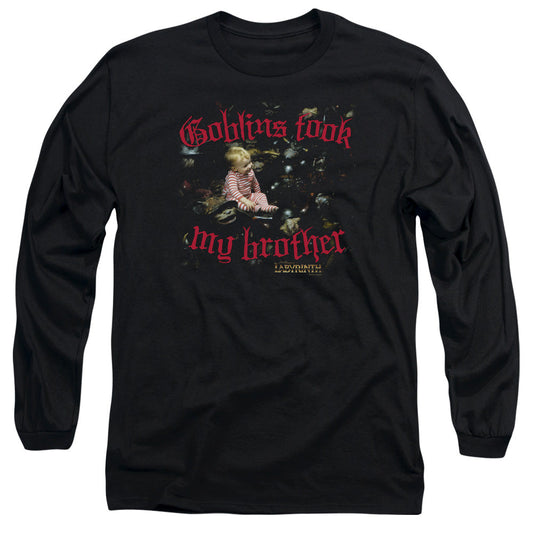 Labyrinth Goblins Took My Brother Mens Long Sleeve Shirt Black Officially Licensed Officially Licensed