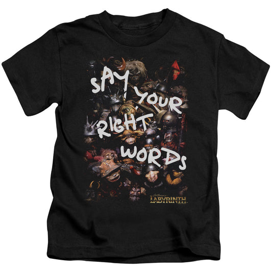 Labyrinth Right Words Juvenile Kids Youth T Shirt Black Officially Licensed