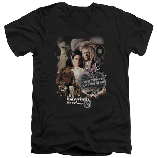 Labyrinth 25 Years of Magic Mens Slim Fit V-Neck T Shirt Black Officially Licensed