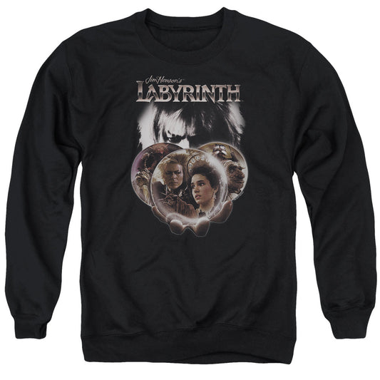 Labyrinth Globes Mens Crewneck Sweatshirt Black Officially Licensed