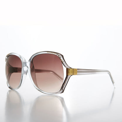 Oversized Women's Sunglass with Rhinestones - Lady