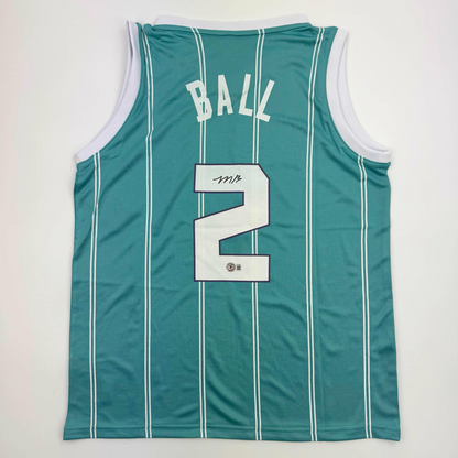 Autographed/Signed LaMelo Ball Charlotte Teal Basketball Jersey Beckett BAS COA