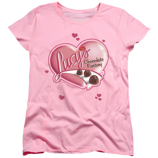 I Love Lucy Chocolate Udges Womens T Shirt Pink Officially Licensed