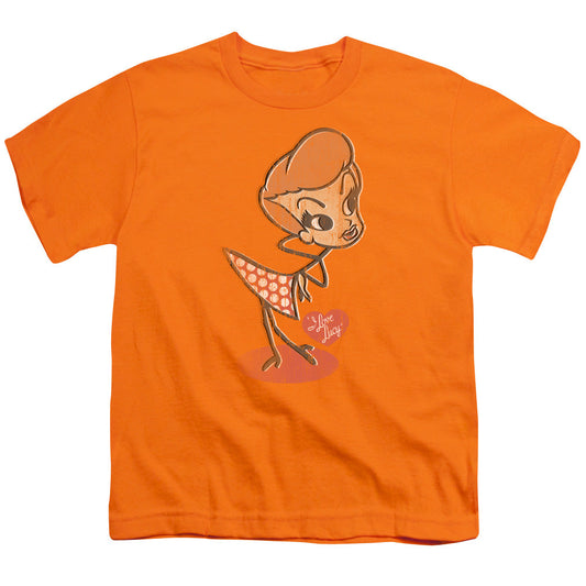 I Love Lucy Vintage Doll Kids Youth T Shirt Orange Officially Licensed
