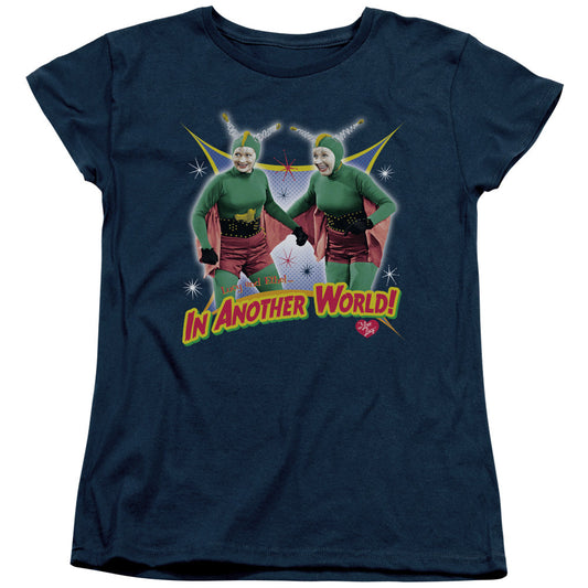 I Love Lucy in Another World Womens T Shirt Navy Blue Officially Licensed