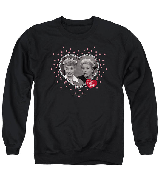 I Love Lucy Hearts And Dots Mens Crewneck Sweatshirt Black Officially Licensed