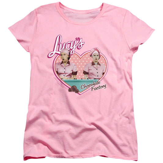I Love Lucy Chocolate Factory Womens T Shirt Pink Officially Licensed