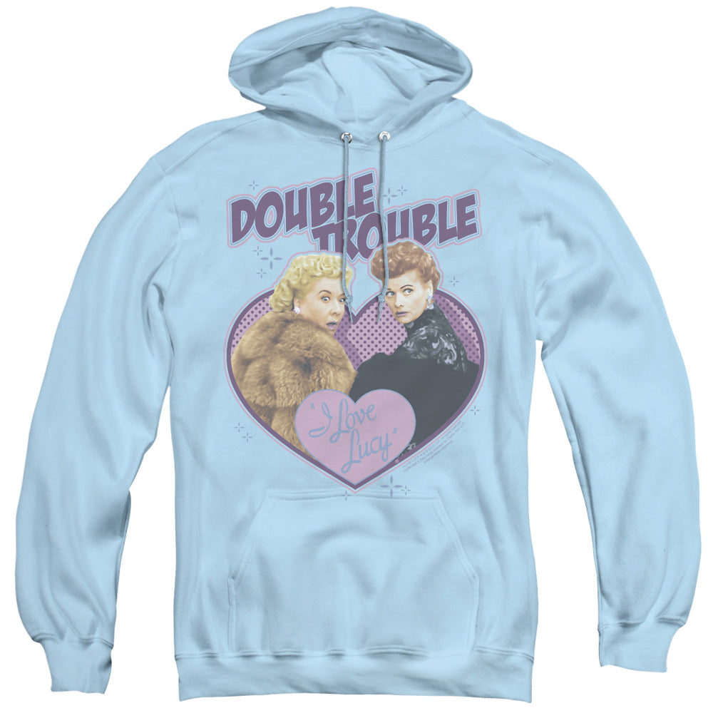 I Love Lucy Double Trouble Mens Hoodie Light Blue Officially Licensed