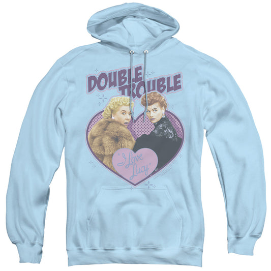 I Love Lucy Double Trouble Mens Hoodie Light Blue Officially Licensed