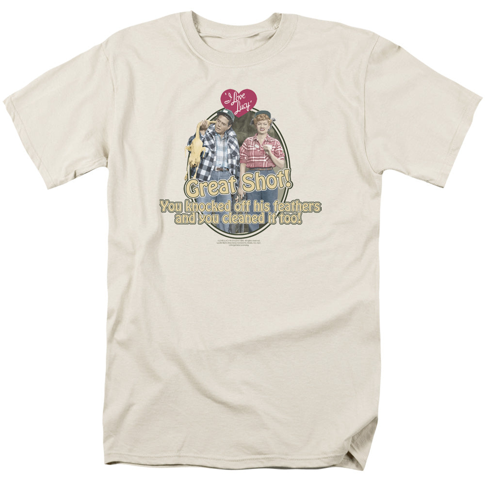 I Love Lucy Great Shot Mens T Shirt Cream Officially Licensed