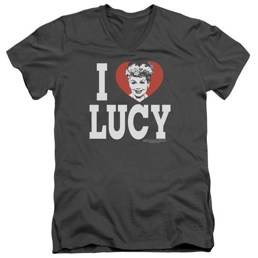 I Love Lucy I Love Lucy Mens Slim Fit V-Neck T Shirt Charcoal Officially Licensed