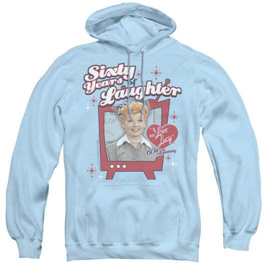 I Love Lucy 60 Years Of Laughter Mens Hoodie Light Blue Officially Licensed