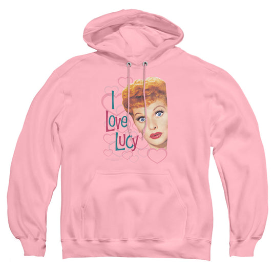 I Love Lucy Open Hearts Mens Hoodie Pink Officially Licensed