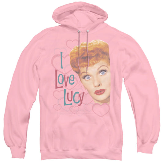 I Love Lucy Hollywood Open Hearts Mens Hoodie Pink Officially Licensed