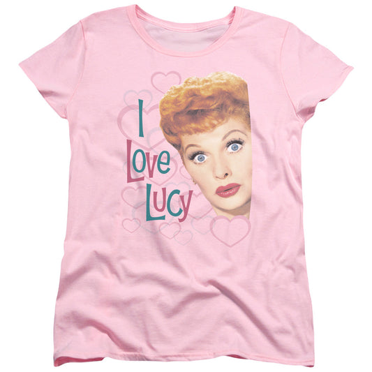I Love Lucy Hollywood Open Hearts Womens T Shirt Pink Officially Licensed