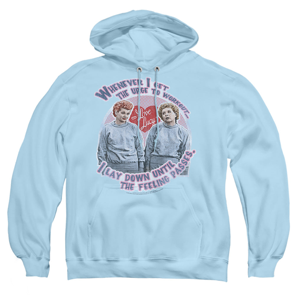 I Love Lucy Lucys Workout Mens Hoodie Light Blue Officially Licensed
