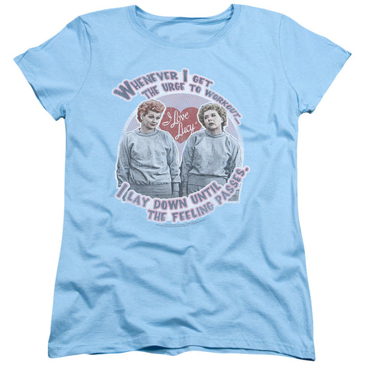 I Love Lucy Lucys Workout Womens T Shirt Light Blue Officially Licensed