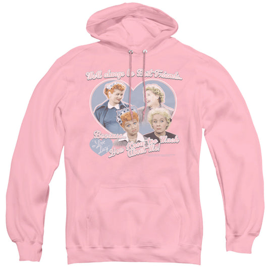 I Love Lucy Always Best Friends Mens Hoodie Pink Officially Licensed