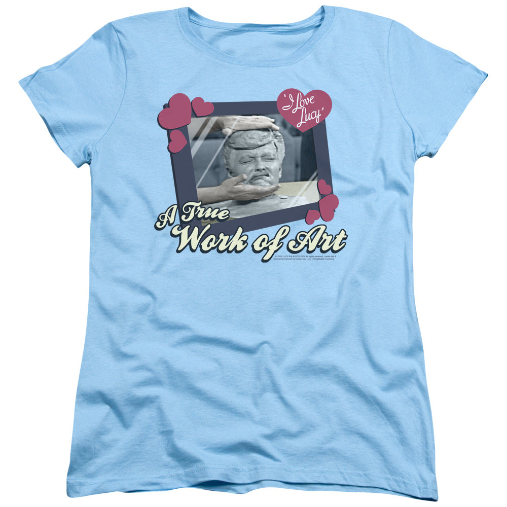 I Love Lucy Work of Art Womens T Shirt Light Blue Officially Licensed