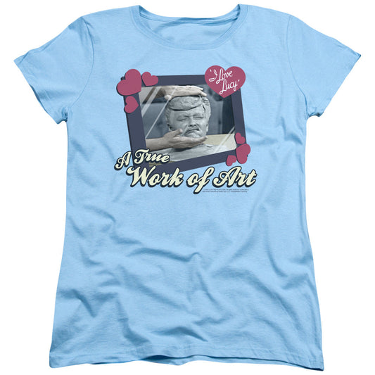 I Love Lucy Work of Art Womens T Shirt Light Blue Officially Licensed