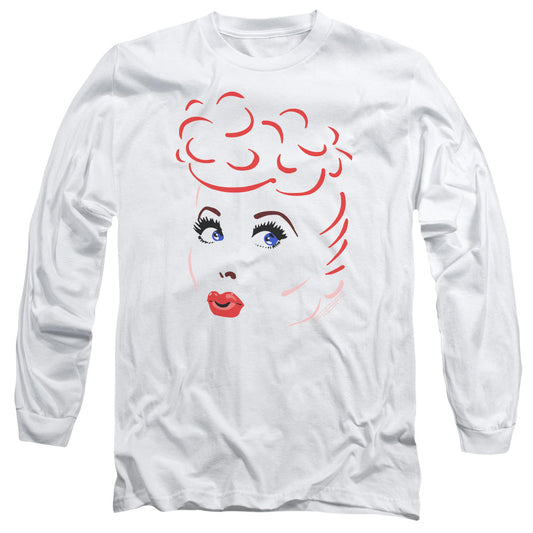 I Love Lucy Lines Face Mens Long Sleeve Shirt White Officially Licensed Officially Licensed