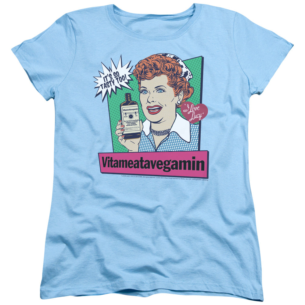 I Love Lucy Vita Comic Womens T Shirt Light Blue Officially Licensed