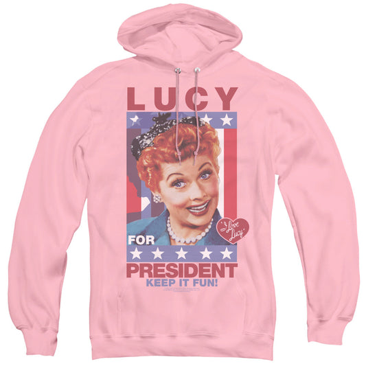 I Love Lucy For President Mens Hoodie Pink Officially Licensed