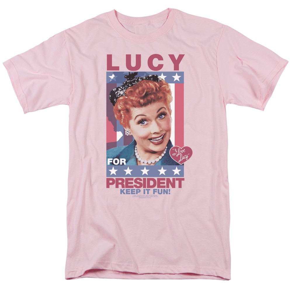 I Love Lucy For President Mens T Shirt Pink Officially Licensed