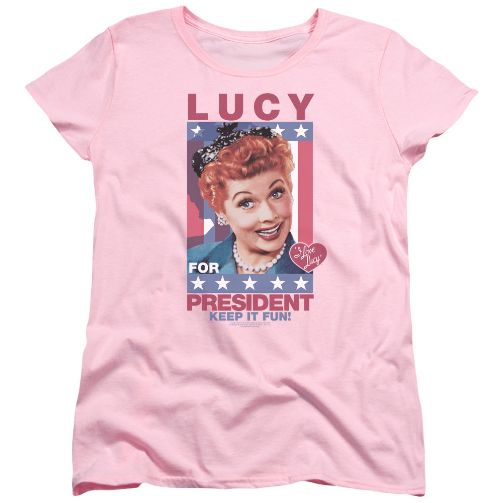I Love Lucy for President Womens T Shirt Pink Officially Licensed