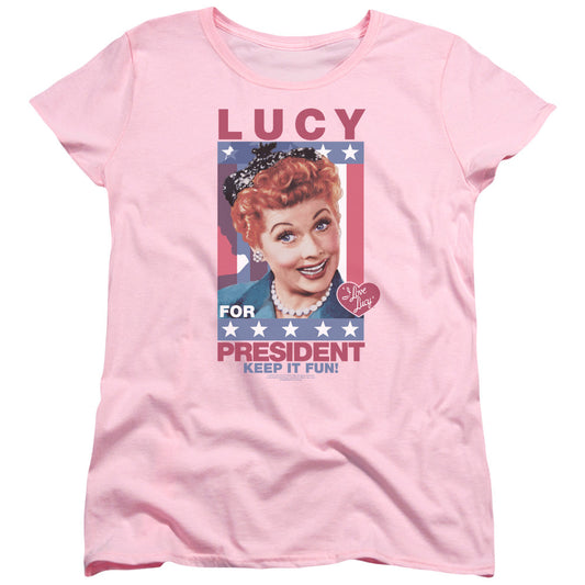 I Love Lucy for President Womens T Shirt Pink Officially Licensed