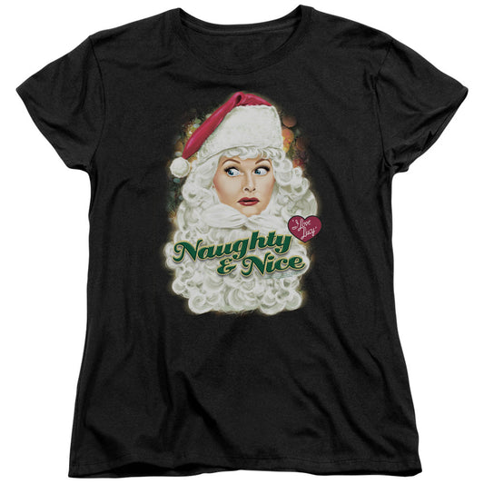 I Love Lucy Santa Womens T Shirt Black Officially Licensed