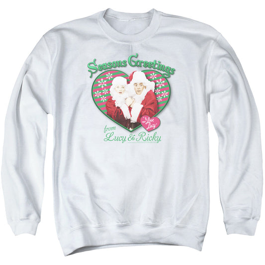 I Love Lucy Seasons Greetings Mens Crewneck Sweatshirt White Officially Licensed