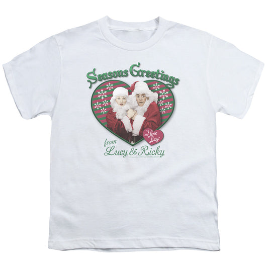 I Love Lucy Seasons Greetings Kids Youth T Shirt White Officially Licensed