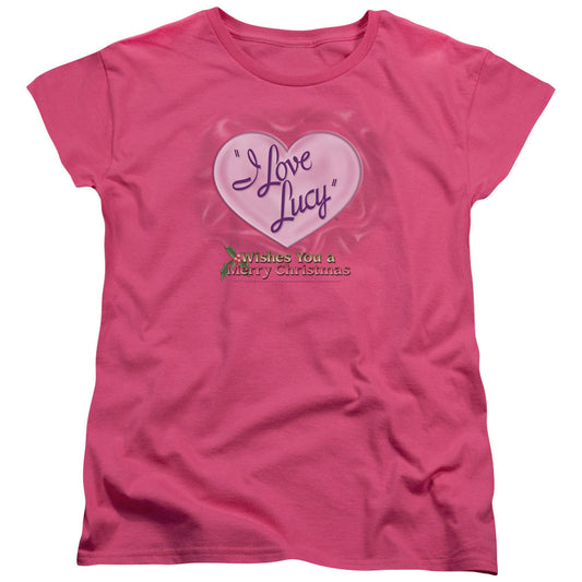 I Love Lucy Christmas Logo Womens T Shirt Hot Pink Officially Licensed
