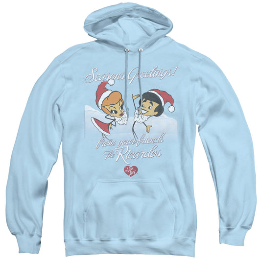 I Love Lucy Animated Christmas Mens Hoodie Light Blue Officially Licensed