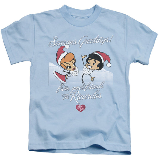 I Love Lucy Animated Christmas Juvenile Kids Youth T Shirt Light Blue Officially Licensed