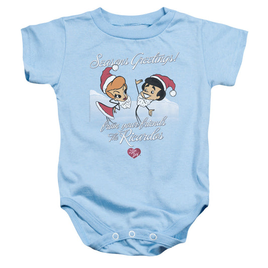 I Love Lucy Animated Christmas Infant Baby Snapsuit Light Blue Officially Licensed