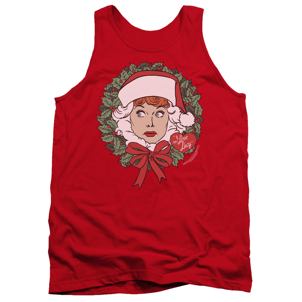 I Love Lucy Wreath Mens Tank Top Shirt Red Officially Licensed