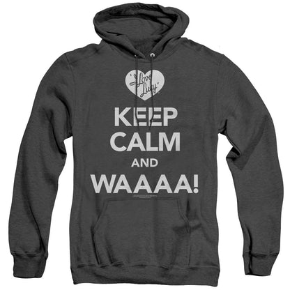 I Love Lucy Keep Calm Waaa Mens Heather Hoodie Black Officially Licensed