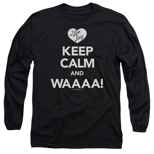 I Love Lucy Keep Calm Waaa Mens Long Sleeve Shirt Black Officially Licensed Officially Licensed