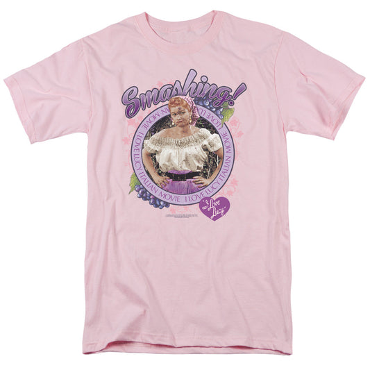 I Love Lucy Smashing Mens T Shirt Pink Officially Licensed