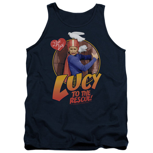 I Love Lucy to the Rescue Mens Tank Top Shirt Navy Blue Officially Licensed