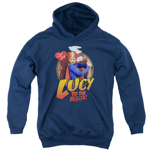 I Love Lucy to the Rescue Kids Youth Hoodie Navy Blue Officially Licensed