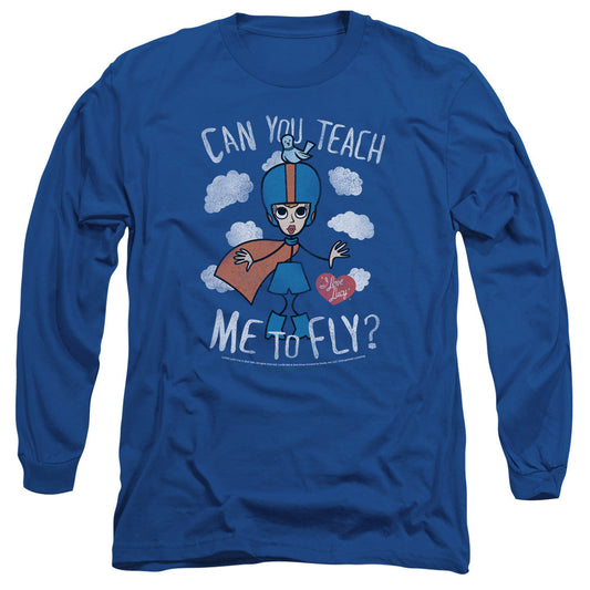 I Love Lucy Fly Mens Long Sleeve Shirt Royal Blue Officially Licensed