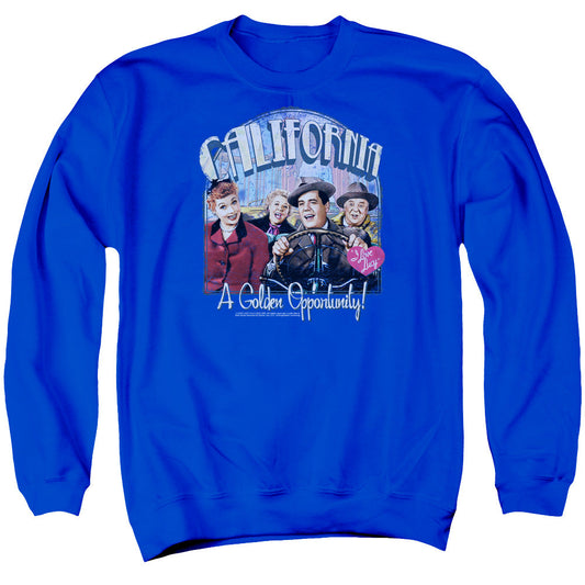 I Love Lucy Golden Opportunity Mens Crewneck Sweatshirt Royal Blue Officially Licensed