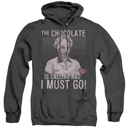 I Love Lucy Chocolate Calling Mens Heather Hoodie Black Officially Licensed