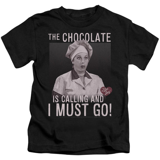 I Love Lucy Chocolate Calling Juvenile Kids Youth T Shirt Black Officially Licensed