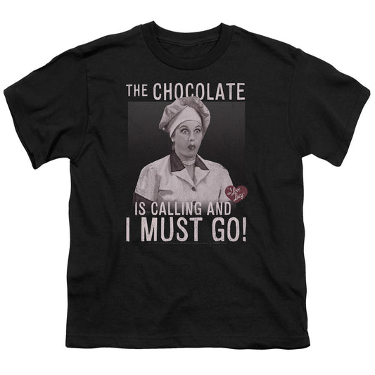 I Love Lucy Chocolate Calling Kids Youth T Shirt Black Officially Licensed